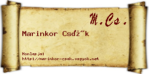 Marinkor Csák névjegykártya